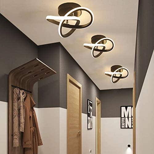 Plafonnier LED Moderne 22W 2500LM, Lustre Noire pour Chambre Salon Couloir