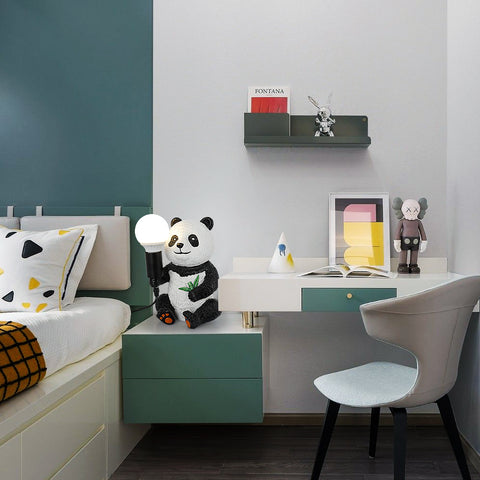 Lampes de table design Panda en résine, veilleuse créative moderne avec cordon enfichable, lampe de bureau LED animal