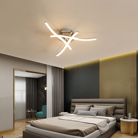Plafonnier LED Dimmable, Luminaire Plafonnier avec Télécommande, 18W Design Ondulé Moderne Lampe de Lustre pour Chambre Salon Couloir