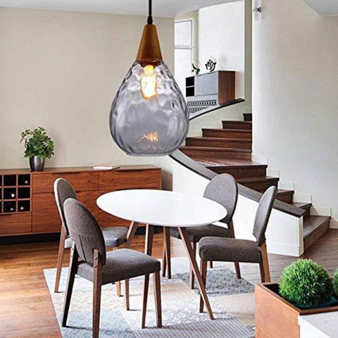 Moderne Lustres Suspension Luminaire, Lustre Rétro Réglable en Hauteur E27, Forme De Goutte, Abat-Jour en Verre, Plafonnier De