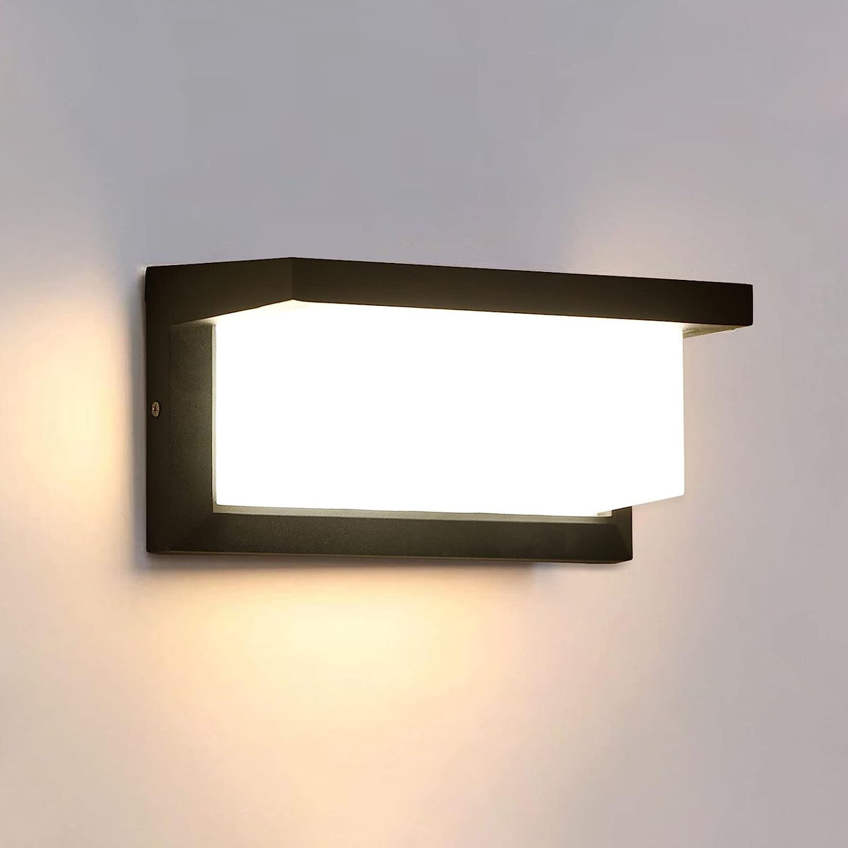 Applique Murale Extérieure étanche IP65 Lampe murale LED Blanc Chaud 3000K Pour Entrée Couloir Cour Jardin Terrasse Balcon Garage Noir