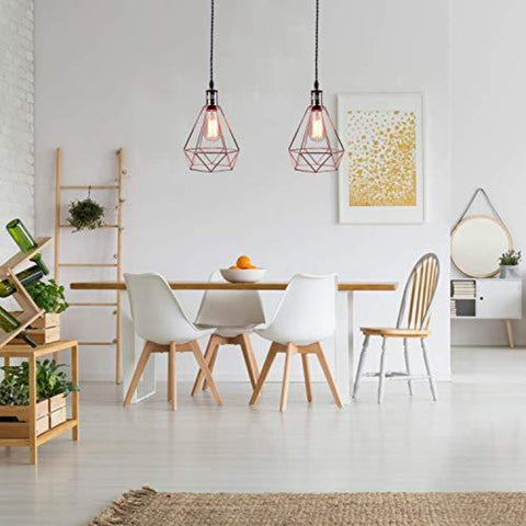 Goeco Luminaire suspendu géométrique vintage pyramide en fil métallique abat-jour plafond luminaire suspendu (or rose)