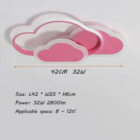 32W Plafonnier LED, Plafonnier Nuage Créatif, Télécommande Dimmable 3000K ~ 6000K, L42*W25*H6cm Plafonnier Nuage Rose Ultrafin, pour Chambre d'enfant Et Salon