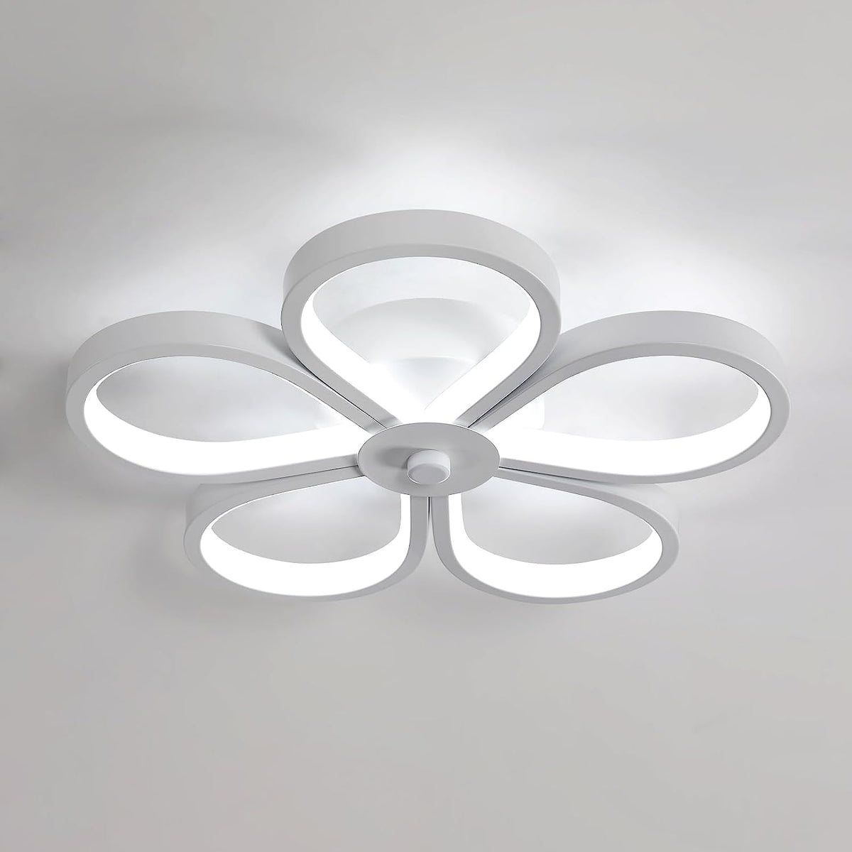 Plafonnier LED 30W Design moderne Blanc Froid 6000K Forme de fleur créative Lampe de Plafond Pour salon chambre à coucher salle à manger bureau Blanc