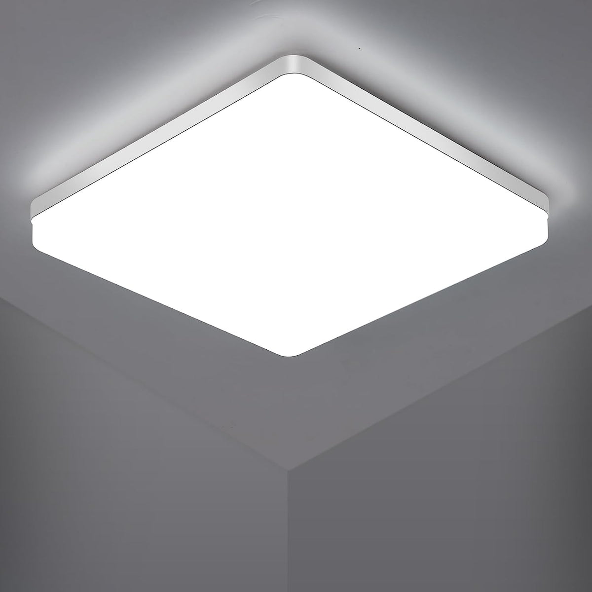 Plafonnier LED Carré, Lampe de Plafond LED, IP44 Plafonnier LED, Luminaire Plafonnier Applicable à Salle De Bain, Salon, Cuisine, Chambre, Couloir, Balcon 48W 6500K （30x30CM）