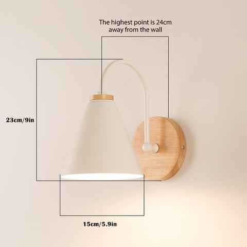 Applique de Chevet Bois Scandinave Lampe murale Avec ampoule 5W E27 (blanc chaud) Pour chambre à coucher, salon, couloir, entrée Blanc