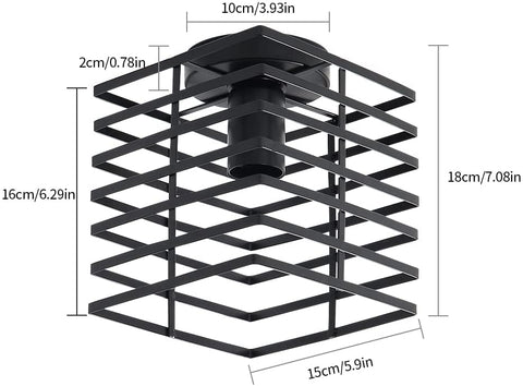 Plafonnier Industriel Vintage Cage en Fer en Métal Noir E27, Lustre Rétro Convient à de Nombreuses Occasions Telles que Salon, Salle à Manger, Couloir, Café (Sans Ampoule)