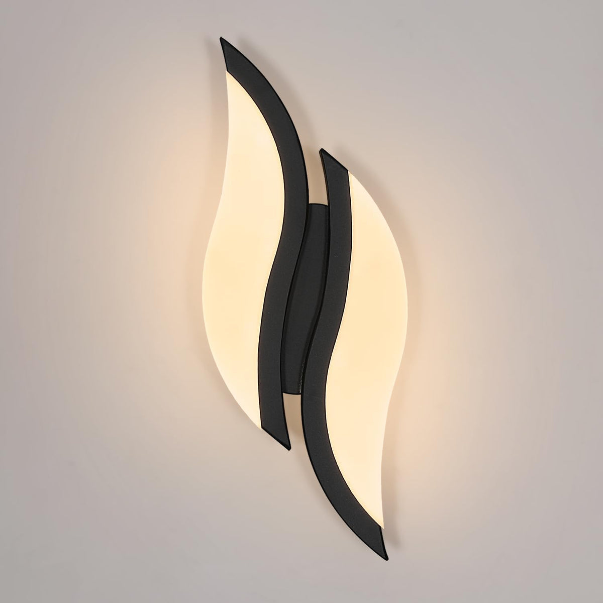 Applique Murale Intérieure LED, Moderne Lampe Murale 12W 2300LM, Éclairage Acrylique Luminaire Mural pour Salon Chambre Escalier 3000K lumière blanche chaude Couleur Noir