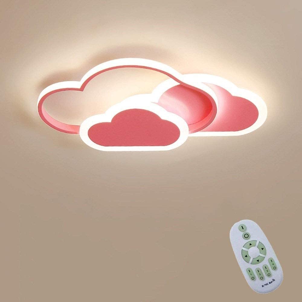 32W Plafonnier LED, Plafonnier Nuage Créatif, Télécommande Dimmable 3000K ~ 6000K, L42*W25*H6cm Plafonnier Nuage Rose Ultrafin, pour Chambre d'enfant Et Salon