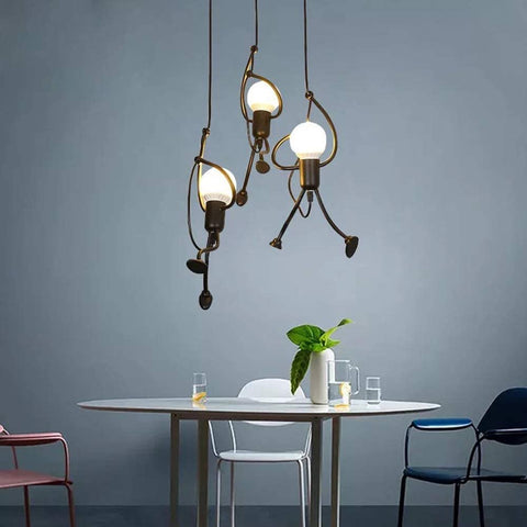 Lustre Suspension Salon E27 Fer Gens Lustre Chambre Enfant, Créatif Dessin Animé Lustre Salon