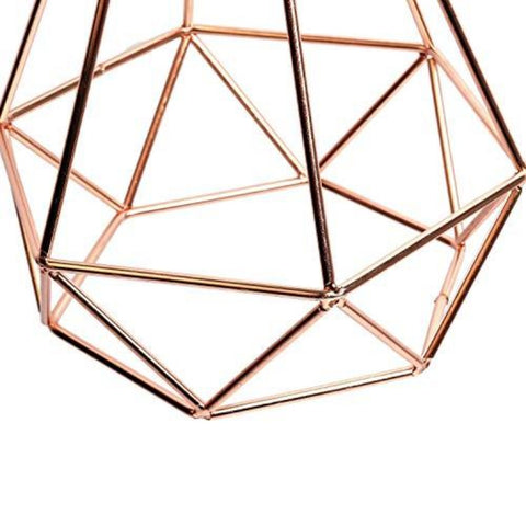 Goeco Luminaire suspendu géométrique vintage pyramide en fil métallique abat-jour plafond luminaire suspendu (or rose)