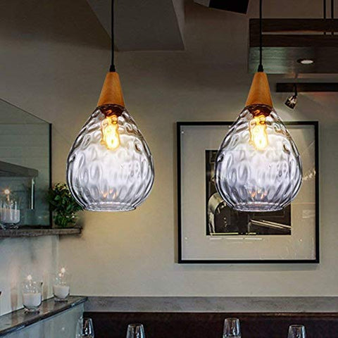 Moderne Lustres Suspension Luminaire, Lustre Rétro Réglable en Hauteur E27, Forme De Goutte, Abat-Jour en Verre, Plafonnier De