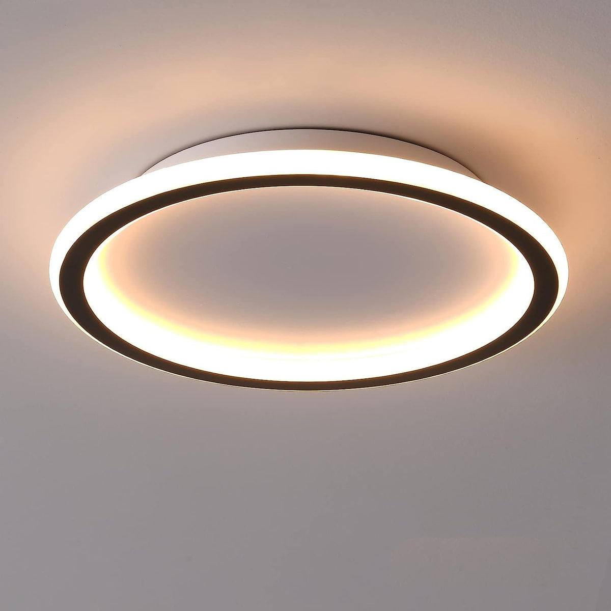 Plafonnier LED moderne 24W Blanc Chaud 3000K Rond Lampe de Plafond Pour salon chambre à coucher salle à manger bureau Noir