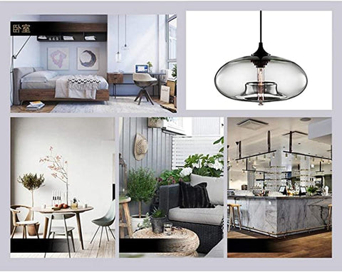 Suspension Luminaire Plafond Vintage industrielle Chandelier E27 Lustres Light Lamp Colorful Eclairage de Plafond (Transparent) Sans Ampoules