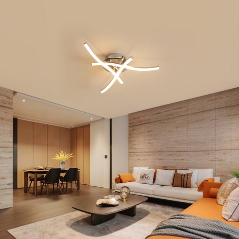 Plafonnier LED Dimmable, Luminaire Plafonnier avec Télécommande, 18W Design Ondulé Moderne Lampe de Lustre pour Chambre Salon Couloir