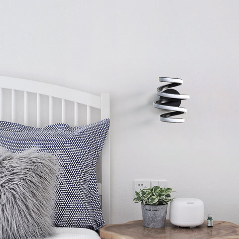 Applique Murale Led 21W Noir Spirale Simple Créativité Moderne Murale en Métal en Aluminium Lampe 3000K Murale Interieur Convient à la Chambre à Coucher, Couloir, Salon, Bar