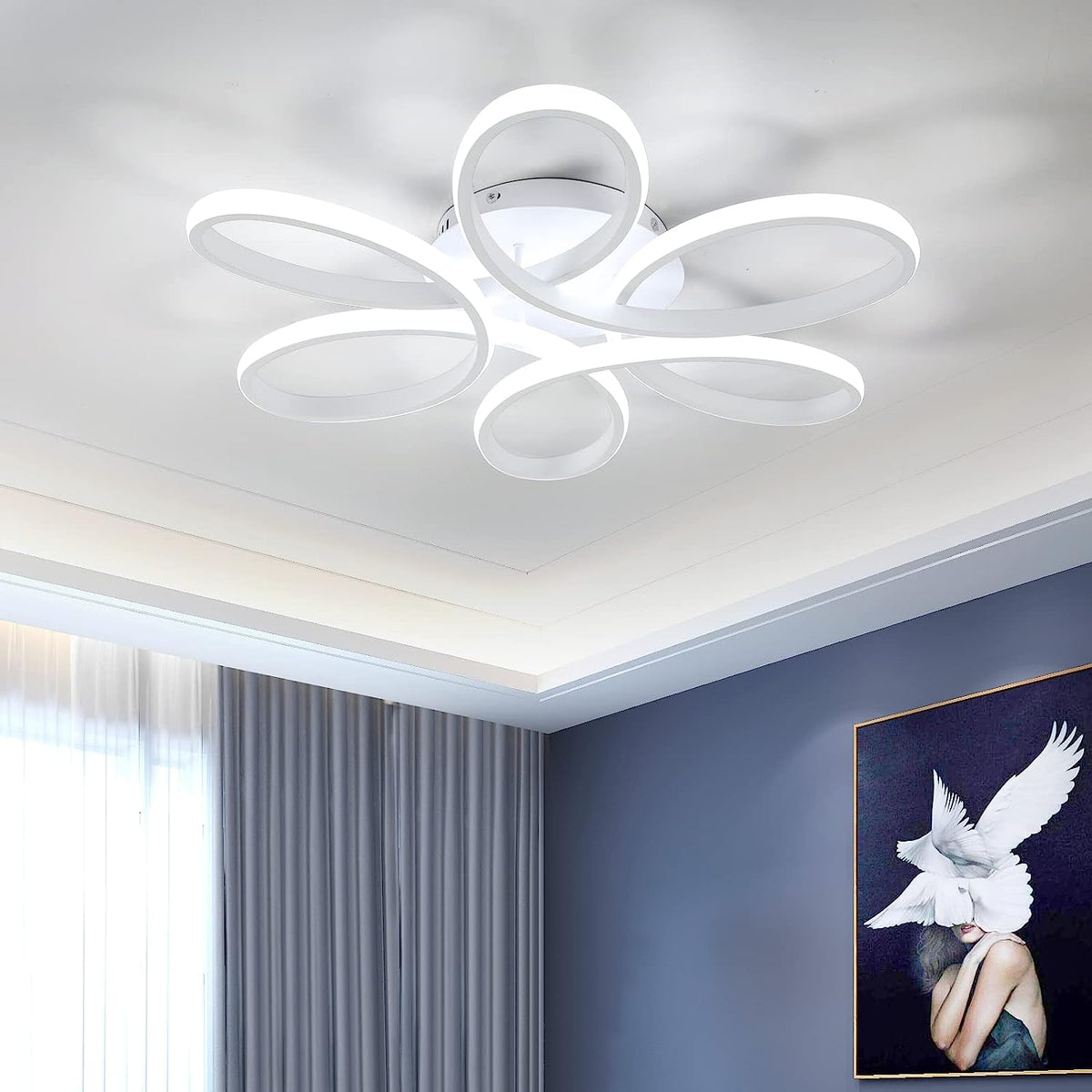 Plafonnier LED Design moderne Forme de fleur créative Lampe de Plafond