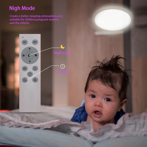 Plafonnier LED Dimmable, Luminaire Plafonnier Salle de bain IP54, 24W 3100LM, 2700-6500K RGB Étanche Lampe de Plafond Moderne avec Télécommande pour Salon, Chambre (Ø28cm)