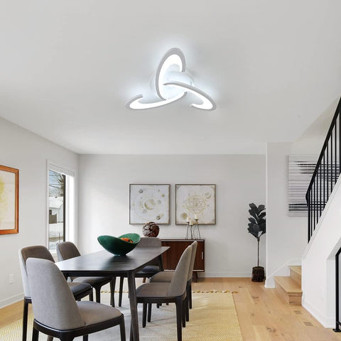 Plafonnier LED, Luminaire Plafonnier 36W 3240lm, Lampe de Plafond Design Shamrock pour Chambre à Coucher, Salon, Salle à Manger, Acrylique Blanc, Lumière blanche froide 6500K