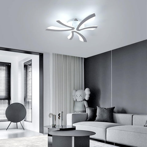Plafonnier LED Moderne, 36W 4000LM Creative V Design Luminaire Plafonnier, Blanc Lampe de Plafond en Acrylique pour Chambre à Coucher, Salon, Restaurant, Cuisine, 6500K Blanc Froid