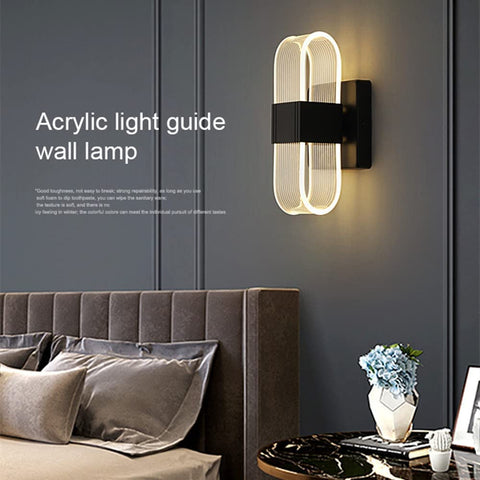 Applique Murale Interieur LED Dimmable 12W Lampe Murale Moderne Design Acrylique Romantique Créative pour Chambre à Coucher, Salon, Couloir, Escalier, Hôtel, 3000K-6000K Lumière Blanc ( Noir)