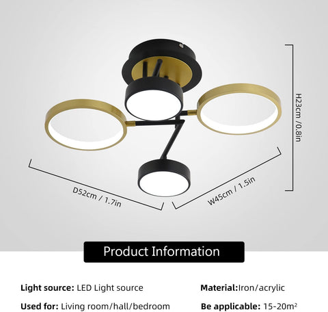 Plafonnier LED Moderne 28W Plafonnier Rond pour Eclairage de Plafond, 4 Anneaux Plafonnier Lustre pour Chambre Salon Hall Bureau Salle à Manger Cuisine