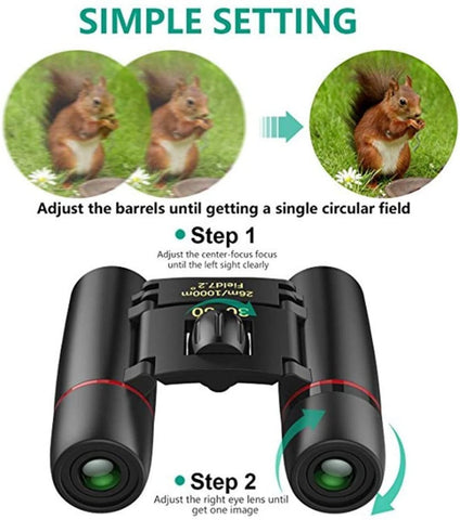 Goeco Mini télescope pliable 30 x 60 télescope optique Haute résolution pour le voyage et la chasse
