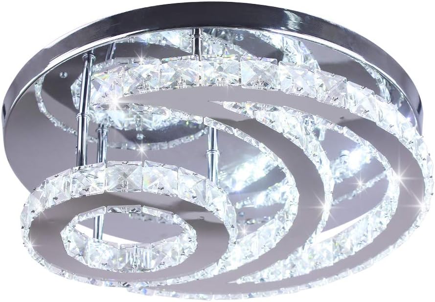 LED Plafonnier en Cristal Moderne Rond Lampe de Plafond Dimmable 3000K/4000K/6000K Pour salon chambre à coucher salle à manger bureau