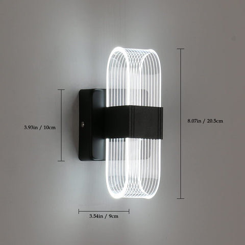 Applique Murale Interieur LED Dimmable 12W Lampe Murale Moderne Design Acrylique Romantique Créative pour Chambre à Coucher, Salon, Couloir, Escalier, Hôtel, 3000K-6000K Lumière Blanc ( Noir)