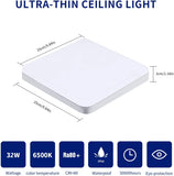 Plafonnier LED Rond Dimmable 24W 5000K IP54 - Équivalent 2x100W, 2100lm, Pour Salle De Bain, Cuisine, Bureau