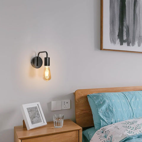 2 pièces Applique Murale Intérieur Vintage Lampe murale E27 Base Pour chambre à coucher couloir entrée Noir