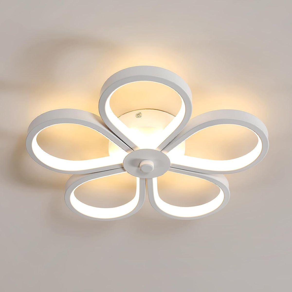 Plafonnier LED 30W Design moderne Forme de fleur créative Lampe de Plafond Blanc Chaud 3000K Pour salon chambre à coucher salle à manger bureau Blanc