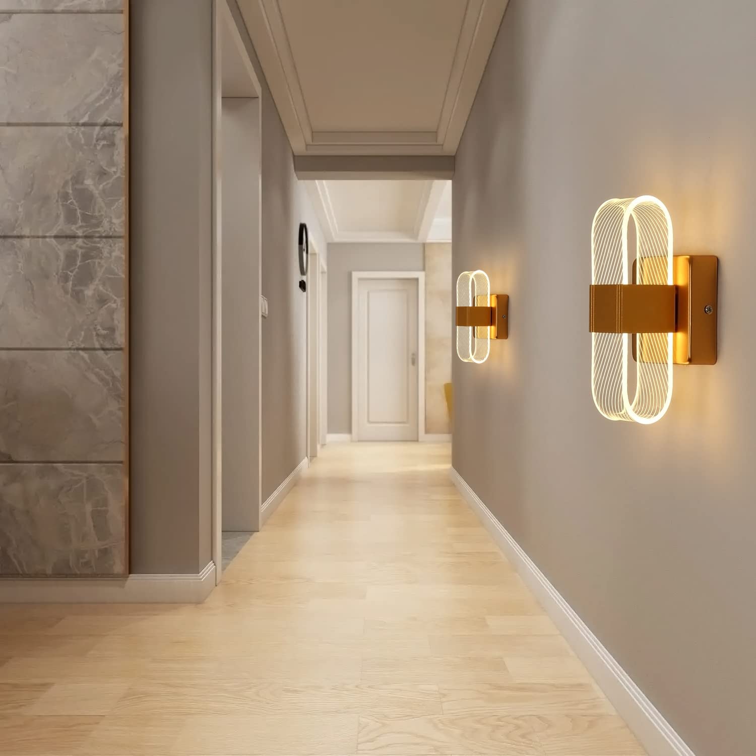 Applique Murale Intérieur LED Dimmable, 12W Moderne Lampe LED Murale Design  Créatif, Éclairage Acrylique Luminaire Mural pour Salon Couloir Chambre Es