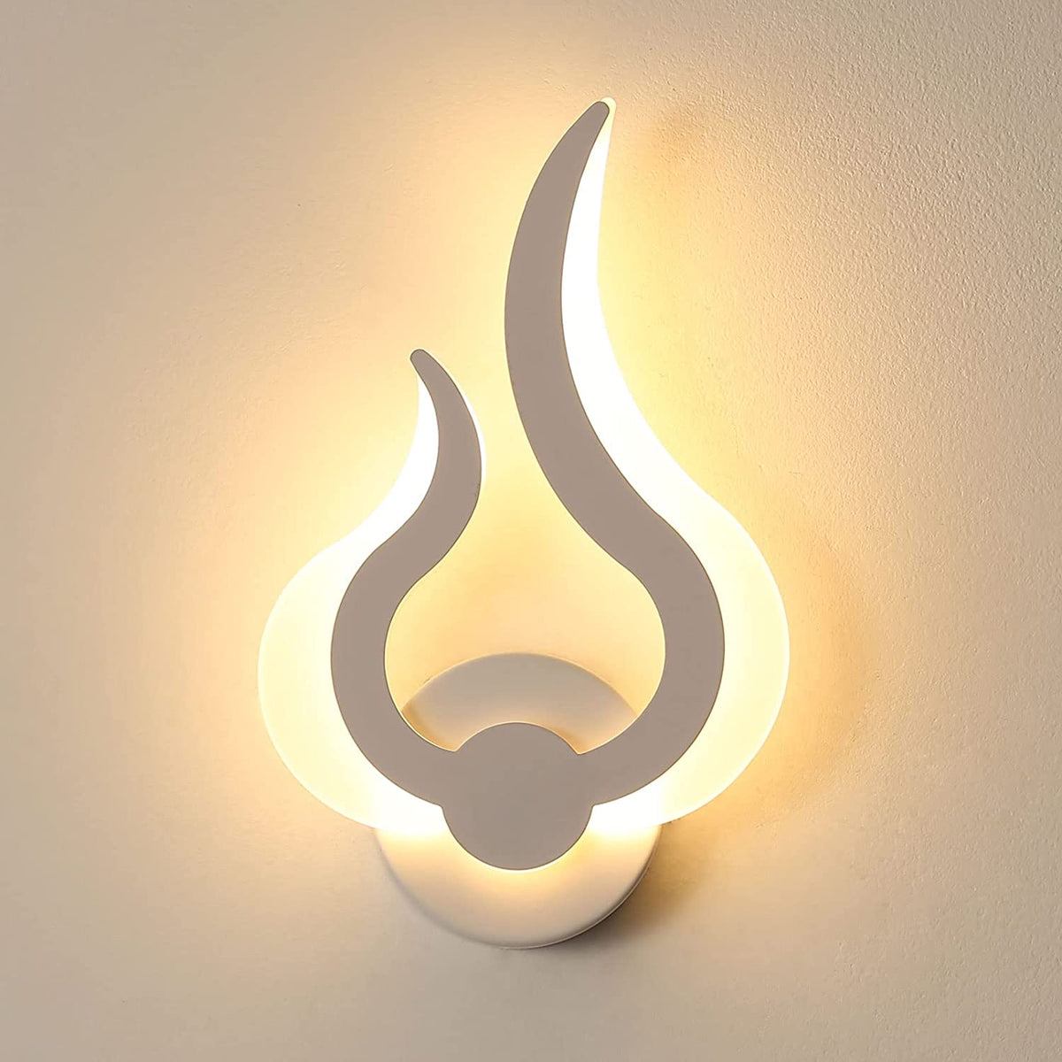 Applique Murale Led Interieur, Moderne LED Applique Murale 12W, Blanc Chaud 3000K, 220V, Acrylique, Forme De Flamme, Monté Des Veilleuses, pour le Salon Couloir Chambre à Coucher, W18cm * H30cm