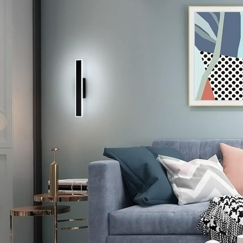 Applique Murale LED Dimmable Moderne Forme de ligne Lampe murale 3000K/4000K/6000K Pour chambre à coucher, salon, couloir, entrée Noir