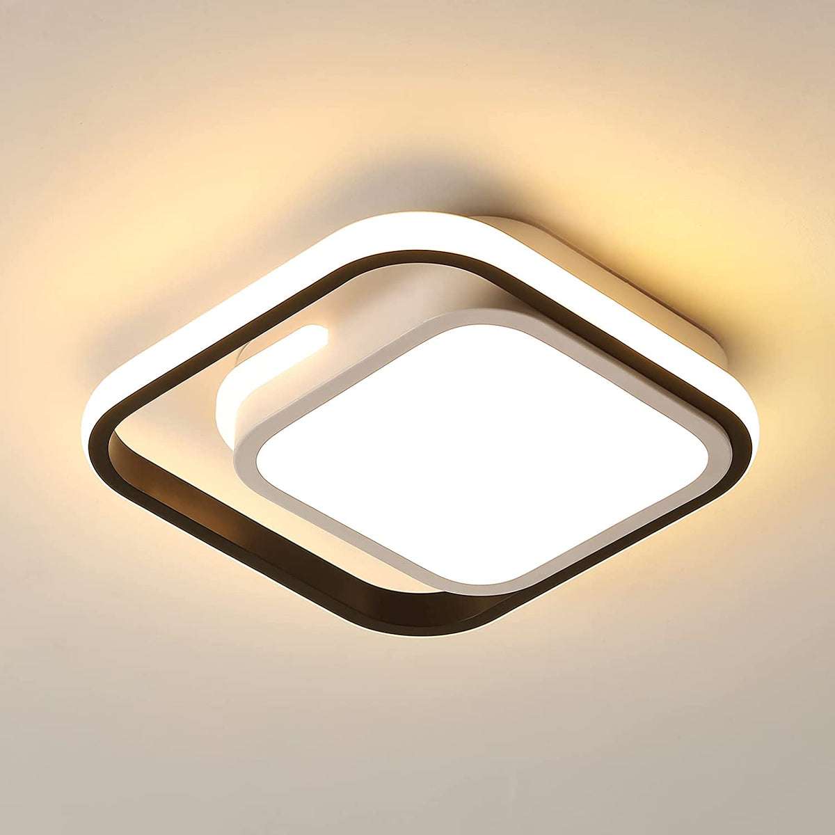 Plafonnier LED Carré, Plafonnier Moderne Blanc 29W, Plafonnier en Métal Acrylique 3000k Adapté à La Aalle de Bain, Cuisine, Salon, Chambre à Coucher