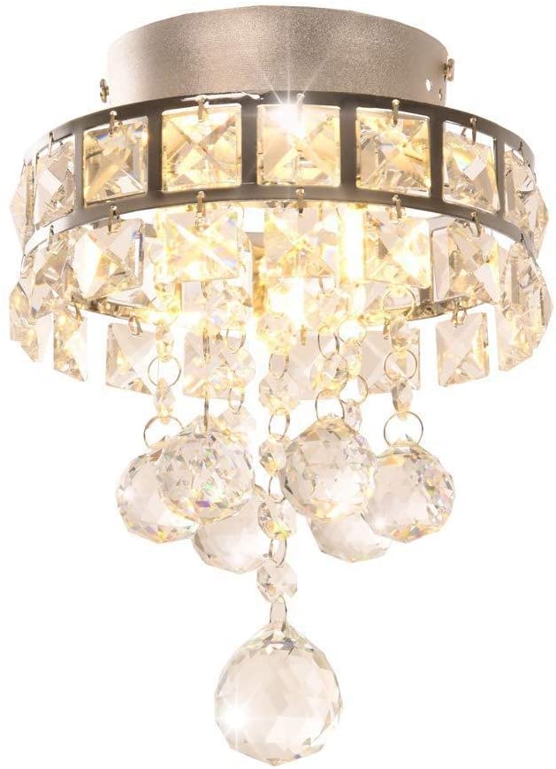 Lustre en cristal, Mini lampe suspension avec 3 lumières pour couloir, chambre à coucher, cuisine, chambre d'enfant