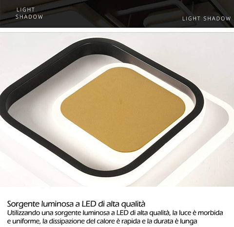 Plafonnier LED, 36W Lampe de plafond LED Acrylique, 25x25CM Lampe de salle Moderne Square pour Balcon Chambre Salon Blanc Froid 6000K