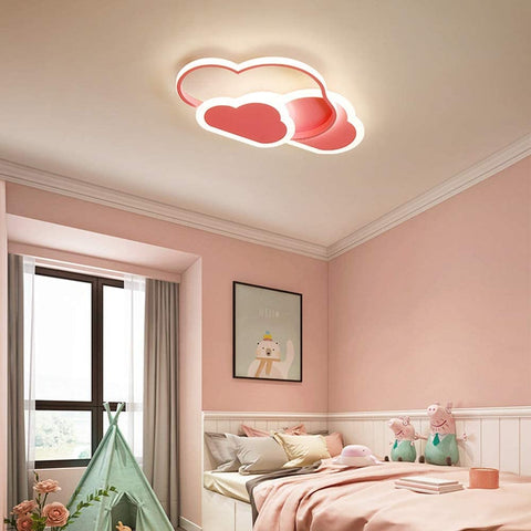 32W Plafonnier LED, Plafonnier Nuage Créatif, Télécommande Dimmable 3000K ~ 6000K, L42*W25*H6cm Plafonnier Nuage Rose Ultrafin, pour Chambre d'enfant Et Salon