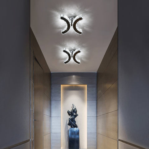 Lampe Murale en Cristal, Applique Murale LED Intérieure, 12W Lumière Blanche Froide 6000K Double C Design, Moderne Décoration Luminaire Mural pour Salon Chambre Couloir Salle de Bain