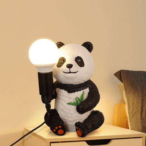 Lampes de table design Panda en résine, veilleuse créative moderne avec cordon enfichable, lampe de bureau LED animal
