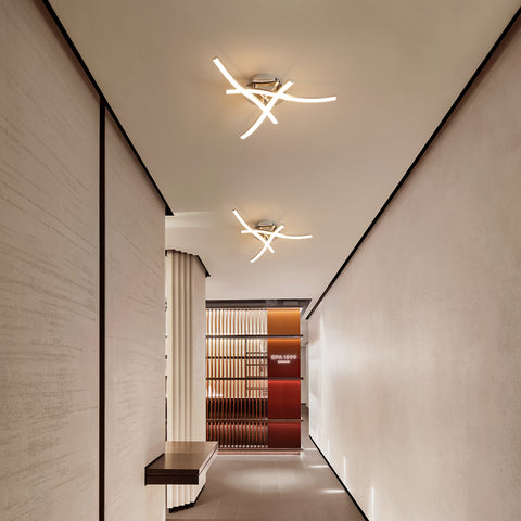 Plafonnier LED Dimmable, Luminaire Plafonnier avec Télécommande, 18W Design Ondulé Moderne Lampe de Lustre pour Chambre Salon Couloir