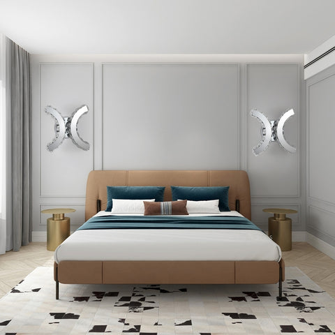 Lampe Murale en Cristal, Applique Murale LED Intérieure, 12W Lumière Blanche Froide 6000K Double C Design, Moderne Décoration Luminaire Mural pour Salon Chambre Couloir Salle de Bain