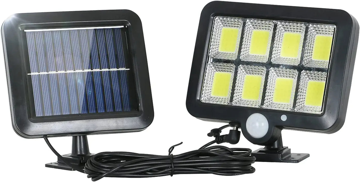 Lampe Solaire Extérieur, Lumière solaire avec Detecteur de Mouvement, Lampe de Sécurité avec Câble de 5M Étanche IP65, 160 LED 3 Modes, pour Cabanon Garage Jardin Balcon