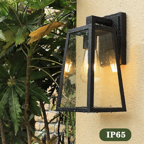 Applique Murale Exterieure, E27 Applique Exterieure IP65，Abat - Jour en Verre, Décoration Vintage Exterieur Applique pour Cour, Jardin, Terrasse, Villa, Couloir (Sans ampoule)