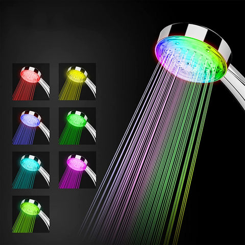 Pommeau de Douche Led, Douchette Douche Salle de Bain Universelle, 7 Couleurs Contrôle de La Température Automatique, Haute Pression Economie D'Eau Pomme de Douche, pour Maison, Hôtel, Salle de Bain