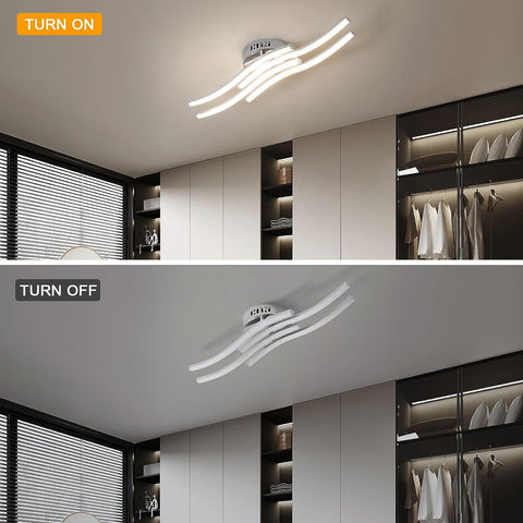 Plafonnier LED Design moderne Forme de Vague Lampe de Plafond 24W Blanc Chaud 3000K Pour salon chambre à coucher salle à manger bureau