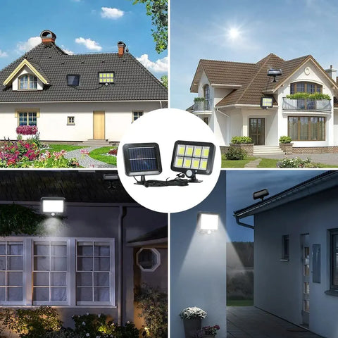 Lampe Solaire Extérieur, Lumière solaire avec Detecteur de Mouvement, Lampe de Sécurité avec Câble de 5M Étanche IP65, 160 LED 3 Modes, pour Cabanon Garage Jardin Balcon