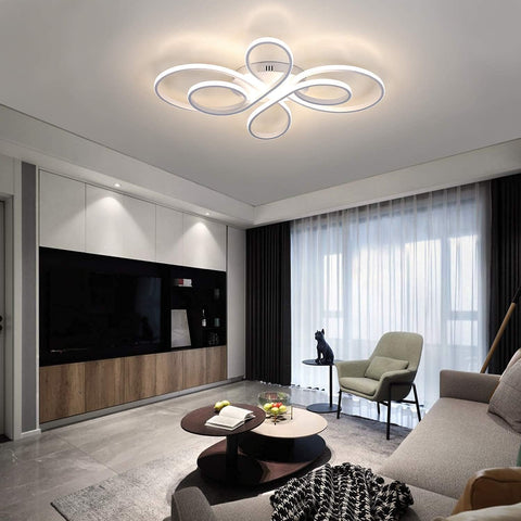 Plafonnier Led Dimmable Moderne Forme de fleur créative Lampe de Plafond 3000K-6000K Pour salon chambre à coucher salle à manger bureau Blanc