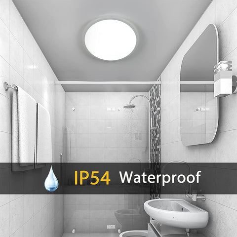 Plafonnier LED Dimmable, Luminaire Plafonnier Salle de bain IP54, 24W 3100LM, 2700-6500K RGB Étanche Lampe de Plafond Moderne avec Télécommande pour Salon, Chambre (Ø28cm)